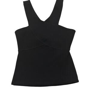 Jordyn Jagger Sculpted Black Cross-Strap Top – M